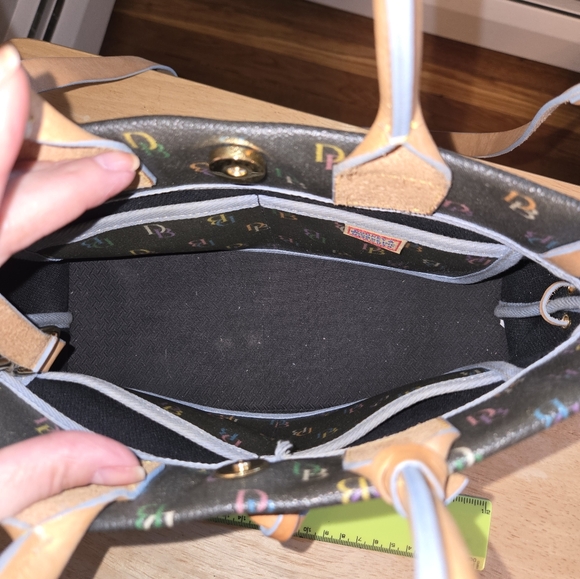 Vintage Dooney & Bourke Multicolor Signature Leather Satchel Bag w Pink Heart - Picture 5 of 7